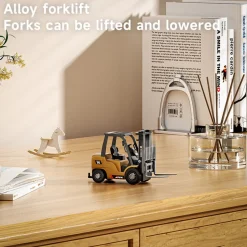 RC Forklift Remote Control Forklift With Flatbed Trailer Pullback Car 1/64 Scale 2.4G Kids Toy