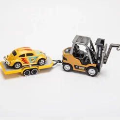 RC Forklift Remote Control Forklift With Flatbed Trailer Pullback Car 1/64 Scale 2.4G Kids Toy