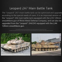 1/16 RC Tank 2.4G German Leopard 2A7 Main Battle Tank Vehicle Model Toys with Lights&Sounds (Basic Version)