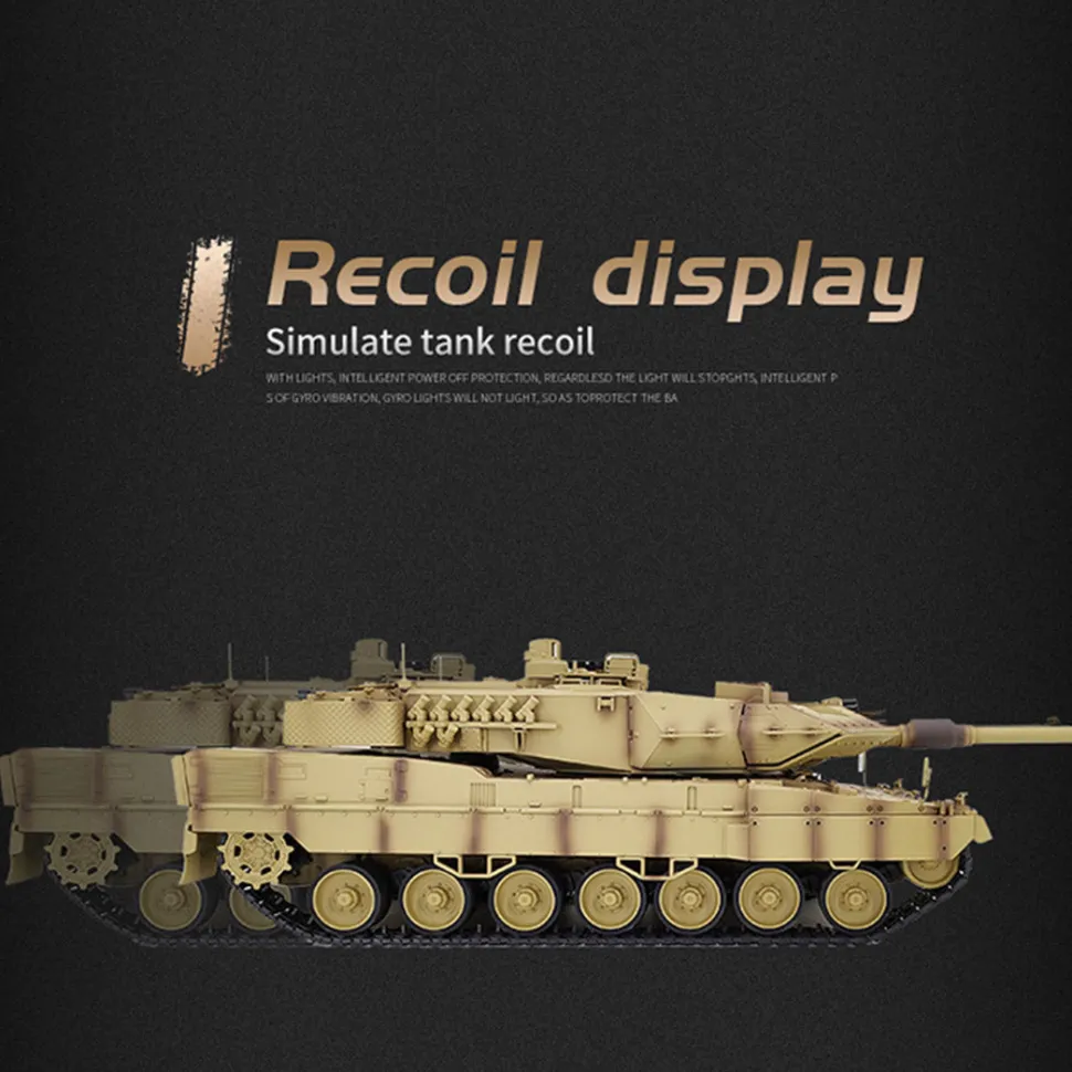 1/16 RC Tank 2.4G German Leopard 2A7 Main Battle Tank Vehicle Model Toys with Lights&Sounds (Basic Version)