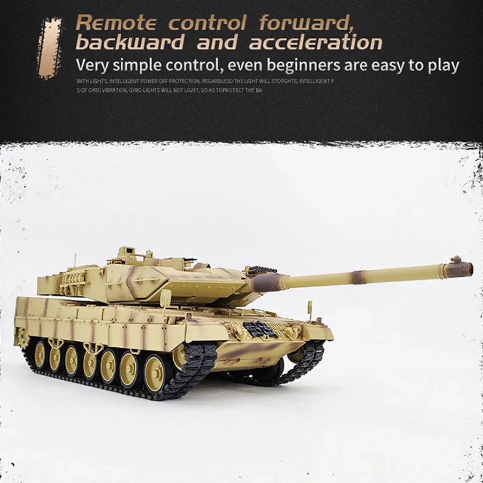 1/16 RC Tank 2.4G German Leopard 2A7 Main Battle Tank Vehicle Model Toys with Lights&Sounds (Basic Version)