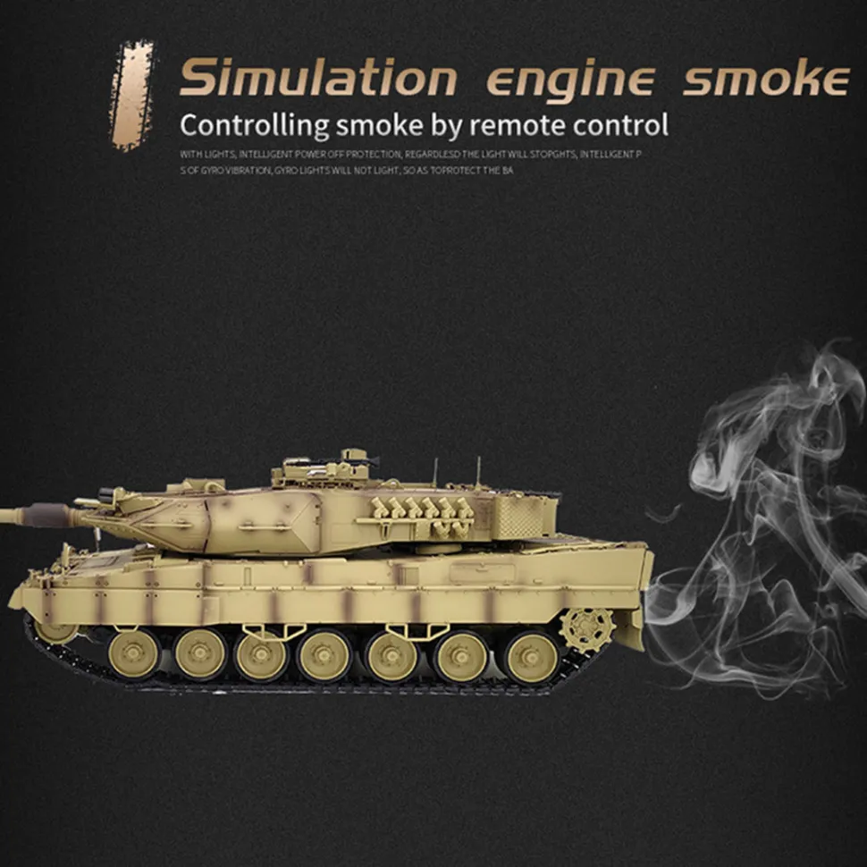 1/16 RC Tank 2.4G German Leopard 2A7 Main Battle Tank Vehicle Model Toys with Lights&Sounds (Basic Version)