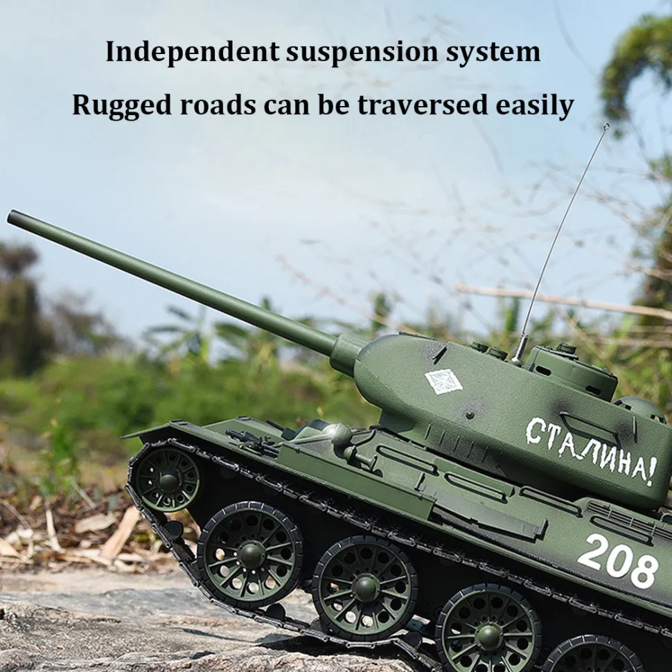 1/16 RC Tank Soviet T-34 Medium Tank 2.4G Remote Control Model Military Tank with Sound Smoke Shooting Effect - Upgraded Edition