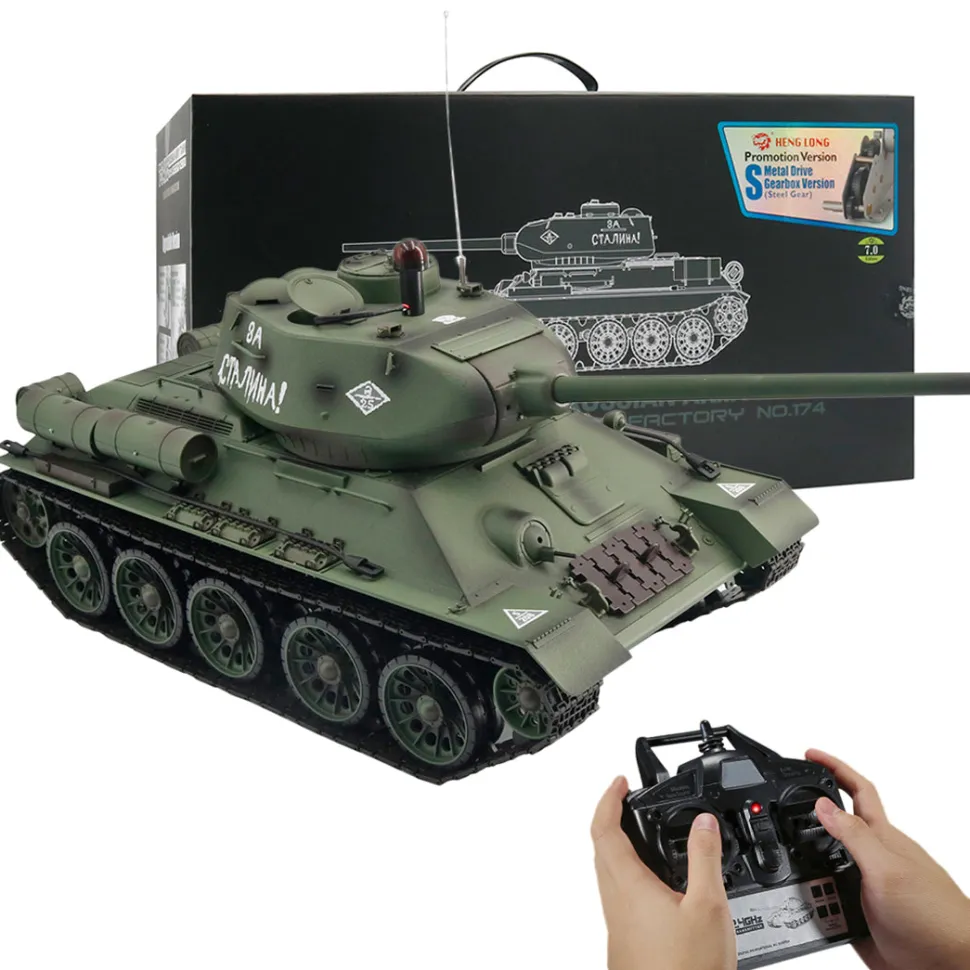 1/16 RC Tank Soviet T-34 Medium Tank 2.4G Remote Control Model Military Tank with Sound Smoke Shooting Effect - Upgraded Edition