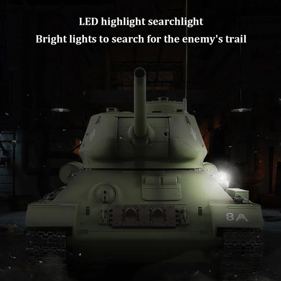 1/16 RC Tank Soviet T-34 Medium Tank 2.4G Remote Control Model Military Tank with Sound Smoke Shooting Effect - Upgraded Edition