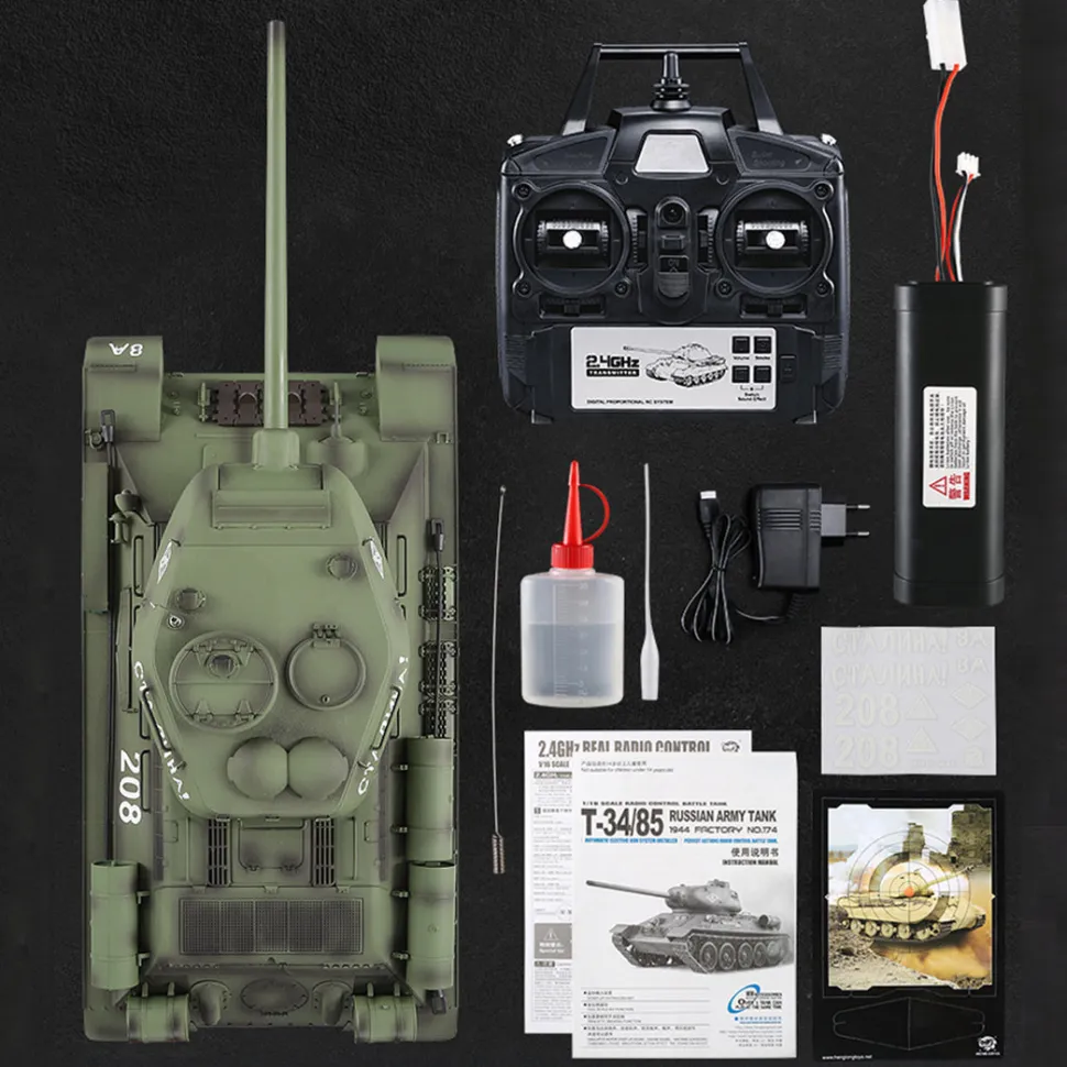 1/16 RC Tank Soviet T-34 Medium Tank 2.4G Remote Control Model Military Tank with Sound Smoke Shooting Effect - Upgraded Edition