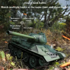 1/16 RC Tank Soviet T-34 Medium Tank 2.4G Remote Control Model Military Tank with Sound Smoke Shooting Effect - Upgraded Edition