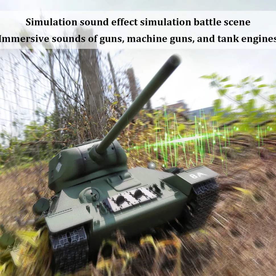 1/16 RC Tank Soviet T-34 Medium Tank 2.4G Remote Control Model Military Tank with Sound Smoke Shooting Effect - Upgraded Edition