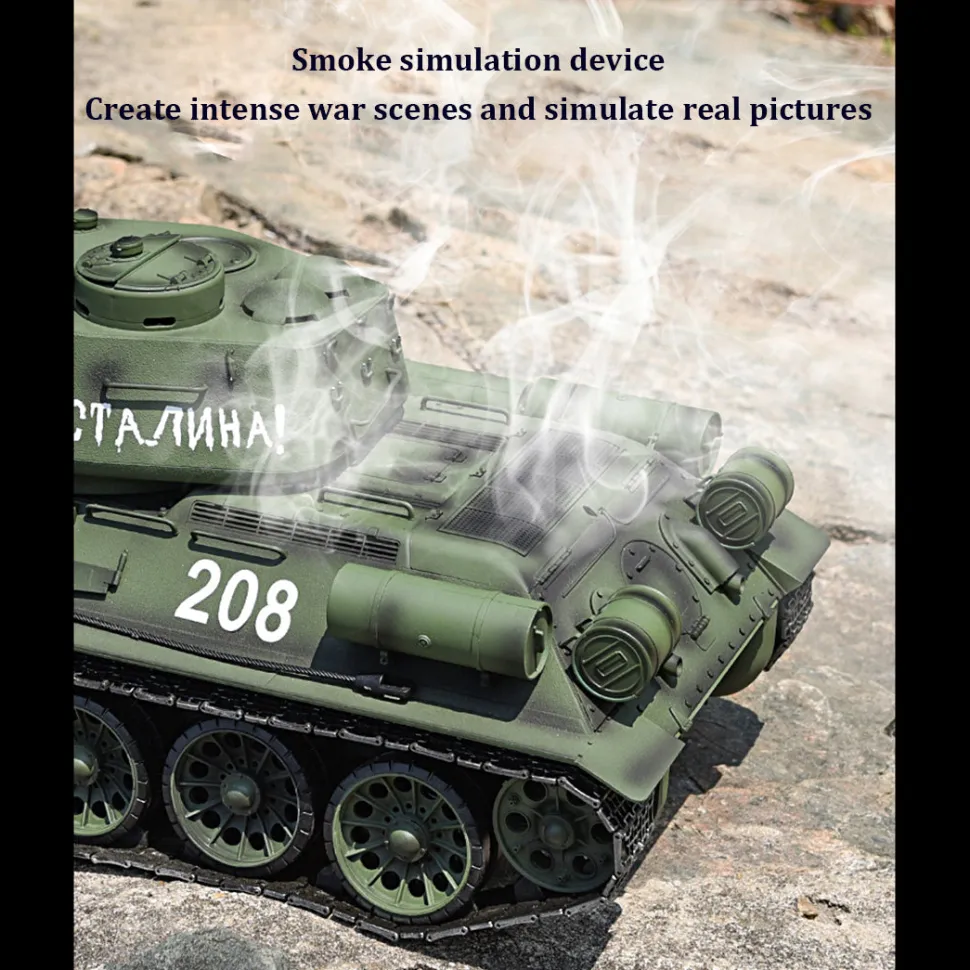 1/16 RC Tank Soviet T-34 Medium Tank 2.4G Remote Control Model Military Tank with Sound Smoke Shooting Effect - Upgraded Edition