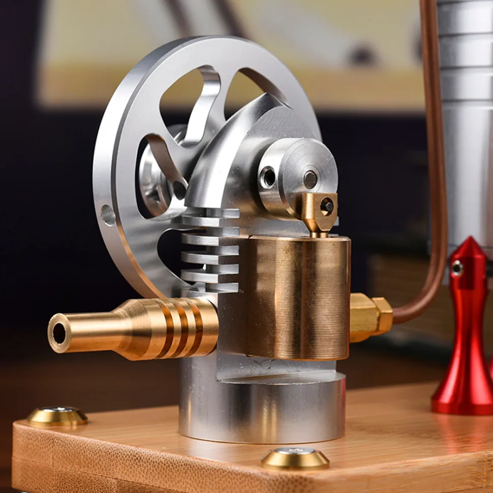 Retro All-metal Vertical Steam Engine Model with Base, Boiler and Alcohol Lamp