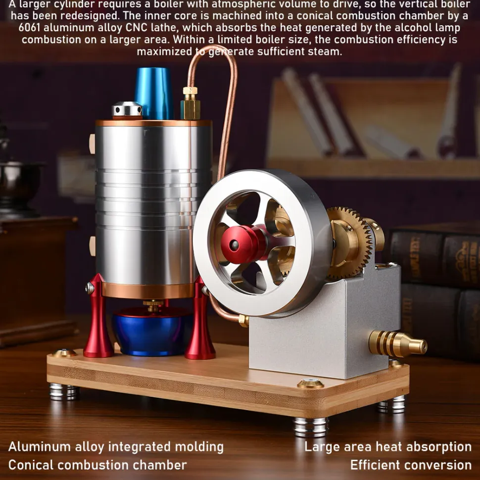 Retro All-metal Vertical Twin-Cylinder Steam Engine Model with Dynamic Balanced Crankshaft RTR STEM Model