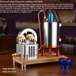 Retro All-metal Vertical Twin-Cylinder Steam Engine Model with Dynamic Balanced Crankshaft RTR STEM Model