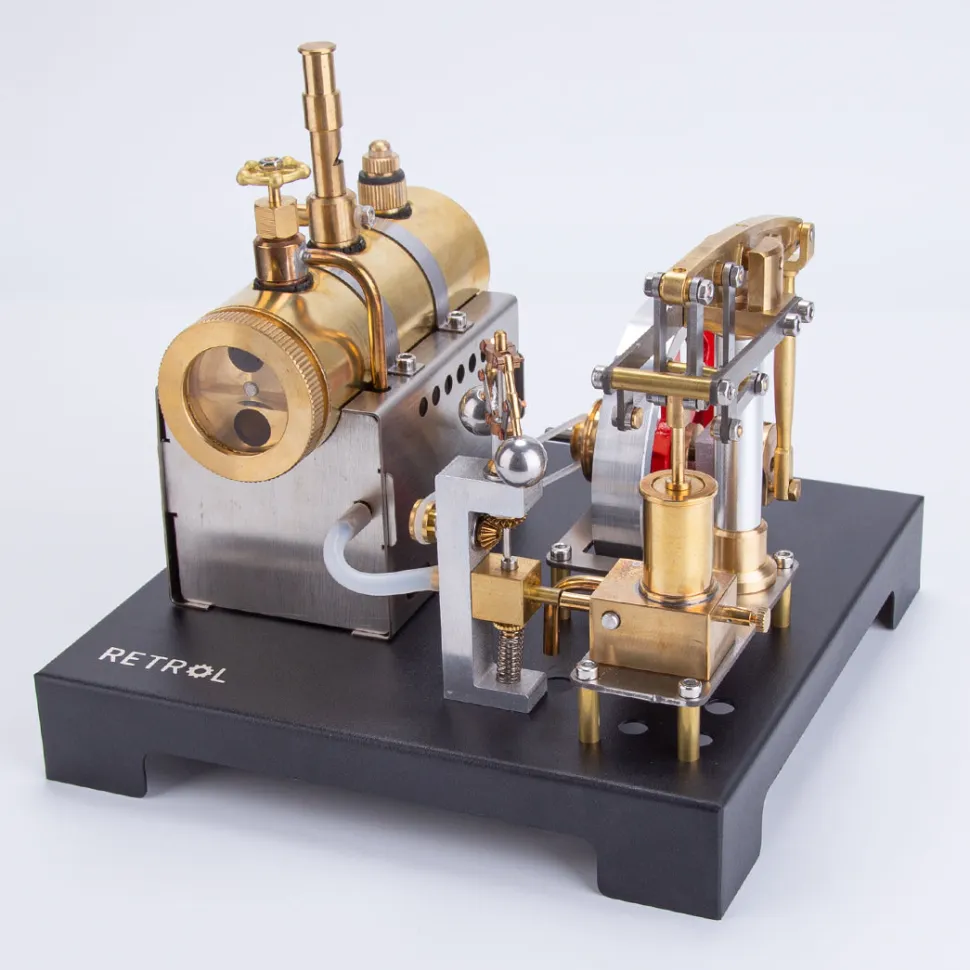 RETROL Full Metal Beam Engine Steam Engine Model Kit with Horizontal Boiler with Centrifugal Regulator Flyball