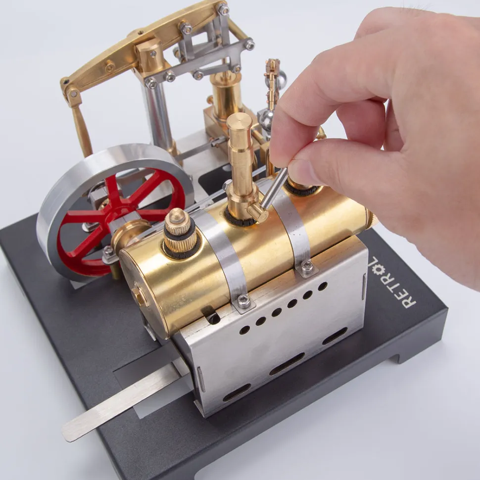 RETROL Full Metal Beam Engine Steam Engine Model Kit with Horizontal Boiler with Centrifugal Regulator Flyball