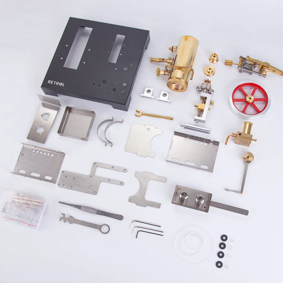 RETROL Full Metal Beam Engine Steam Engine Model Kit with Horizontal Boiler with Centrifugal Regulator Flyball