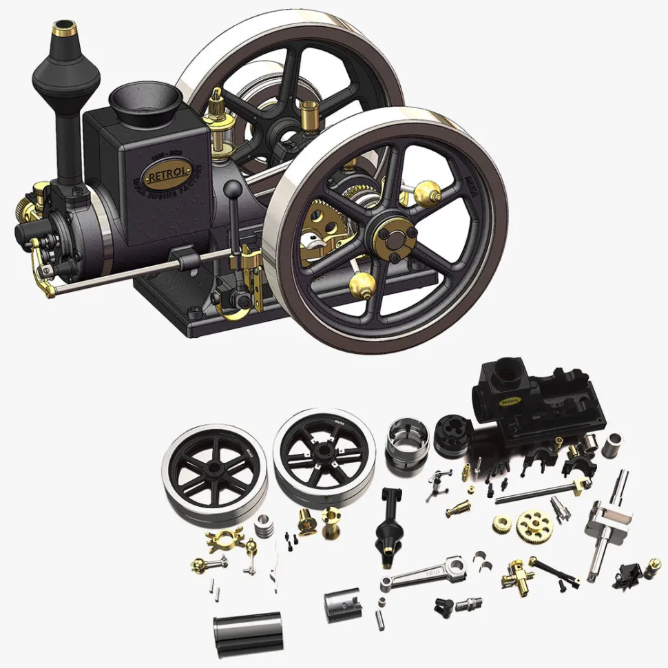 RETROL HM-01 7cc Antique Hit and Miss Engine 4-stroke Stationary Engine Horizontal IC Engine Model That Works