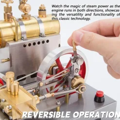 RETROL SE-02 Full Metal Stationary Steam Engine Model and Boiler Model Kit with Generator and Street Lamp