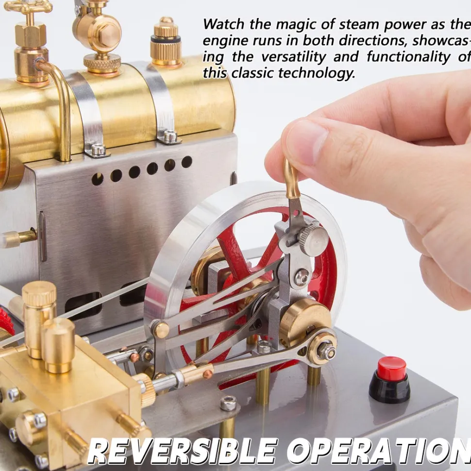 RETROL SE-02 Full Metal Stationary Steam Engine Model and Boiler Model Kit with Generator and Street Lamp