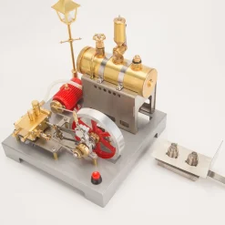 RETROL SE-02 Full Metal Stationary Steam Engine Model and Boiler Model Kit with Generator and Street Lamp