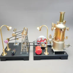 RETROL SE-03 Working Stationary Mill Steam Engine Model Kit with Boiler, Generator and Lamp Stand