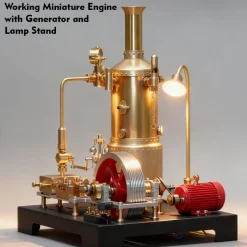 RETROL SE-03 Working Stationary Mill Steam Engine Model Kit with Boiler, Generator and Lamp Stand