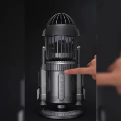 Rocket-Style Desktop Fan with Dual Mist Spray & RGB Lights - Ultra-Quiet Tech Decor for Office