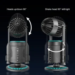 Rocket-Style Desktop Fan with Dual Mist Spray & RGB Lights - Ultra-Quiet Tech Decor for Office
