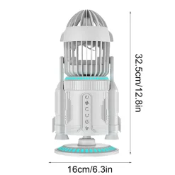 Rocket-Style Desktop Fan with Dual Mist Spray & RGB Lights - Ultra-Quiet Tech Decor for Office