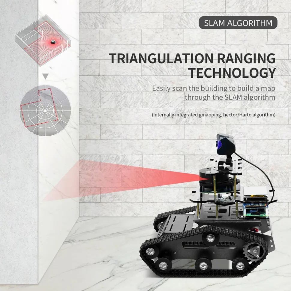 ROS Intelligent Tracked Robot Car Kit with LiDAR SLAM, Autonomous Navigation & Path Planning