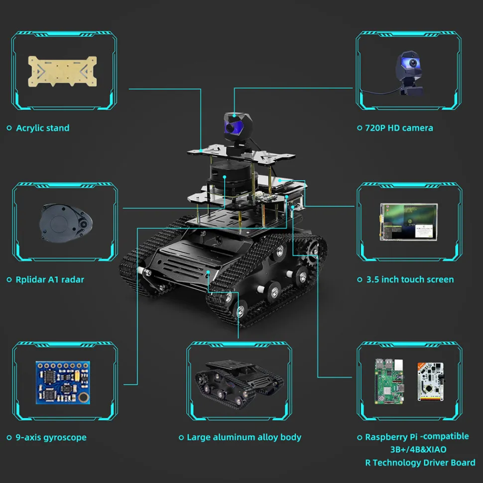 ROS Intelligent Tracked Robot Car Kit with LiDAR SLAM, Autonomous Navigation & Path Planning