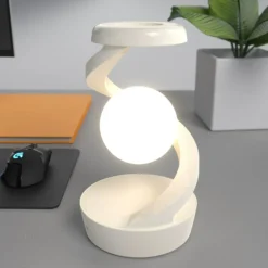 Rotating Levitating Night Light – Wireless Charging Bedside Ambient Lamp, Desktop Decor