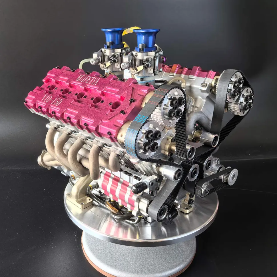 RUIFEIYA 1:4 Scale V10 Gas Engine Model - 150cc DOHC 40-Valve 4-Stroke 3-Ring Water-Cooled Internal Combustion Engine