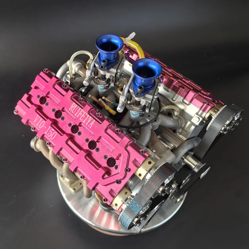 RUIFEIYA 1:4 Scale V10 Gas Engine Model - 150cc DOHC 40-Valve 4-Stroke 3-Ring Water-Cooled Internal Combustion Engine