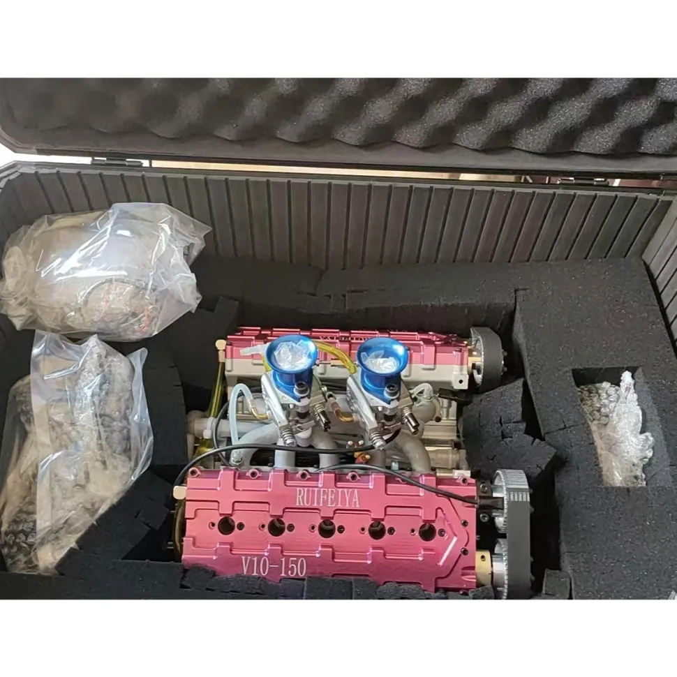 RUIFEIYA 1:4 Scale V10 Gas Engine Model - 150cc DOHC 40-Valve 4-Stroke 3-Ring Water-Cooled Internal Combustion Engine
