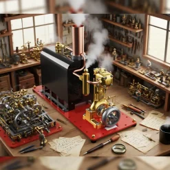 RW-BL1K Mini Reversible Reciprocating Single-Cylinder Live Steam Engine Kit with Boiler DIY Kit