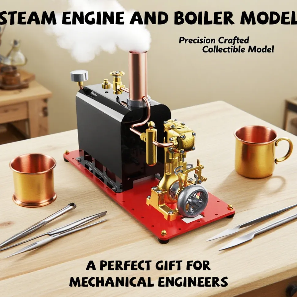 RW-BL1K Mini Reversible Reciprocating Single-Cylinder Live Steam Engine Kit with Boiler DIY Kit