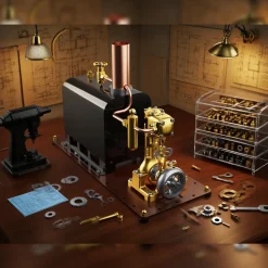 RW-BL1K Mini Reversible Reciprocating Single-Cylinder Live Steam Engine Kit with Boiler DIY Kit
