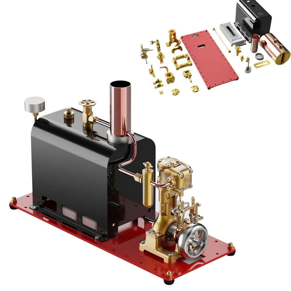 RW-BL1K Mini Reversible Reciprocating Single-Cylinder Live Steam Engine Kit with Boiler DIY Kit