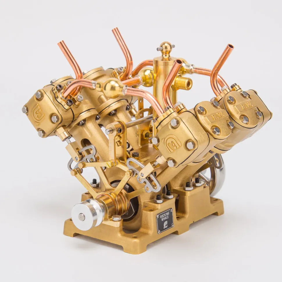RW-V4 Mini V-Shape 4-Cylinder Reciprocating Steam Engine Model for 90-150cm Steamships