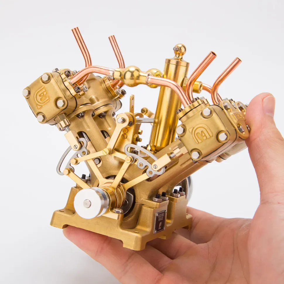 RW-V4 Mini V-Shape 4-Cylinder Reciprocating Steam Engine Model for 90-150cm Steamships