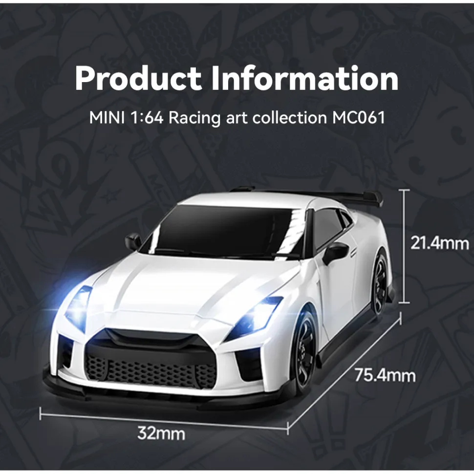 1/64 Scale 2.4G 4CH 4WD Half-Proportional Steering RC Drift Car with Realistic Brake Calipers
