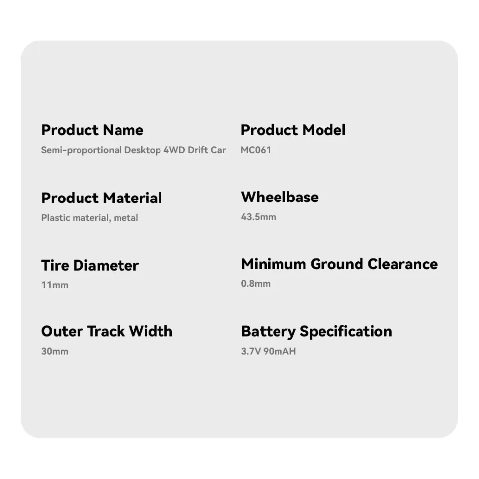 1/64 Scale 2.4G 4CH 4WD Half-Proportional Steering RC Drift Car with Realistic Brake Calipers