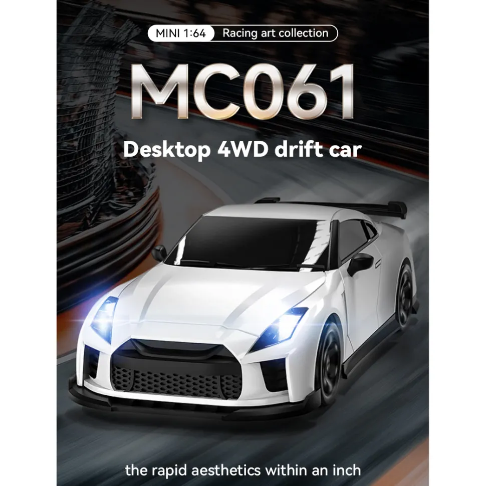 1/64 Scale 2.4G 4CH 4WD Half-Proportional Steering RC Drift Car with Realistic Brake Calipers