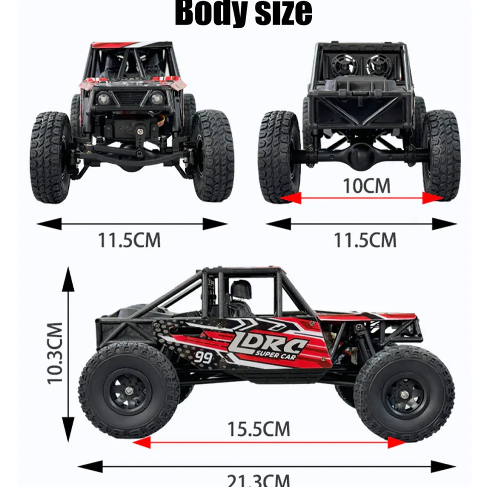 1/18 Scale 2.4G 3CH 4WD Tube Chassis Off-Road RC Car Model with Flip-up Headlights
