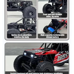 1/18 Scale 2.4G 3CH 4WD Tube Chassis Off-Road RC Car Model with Flip-up Headlights