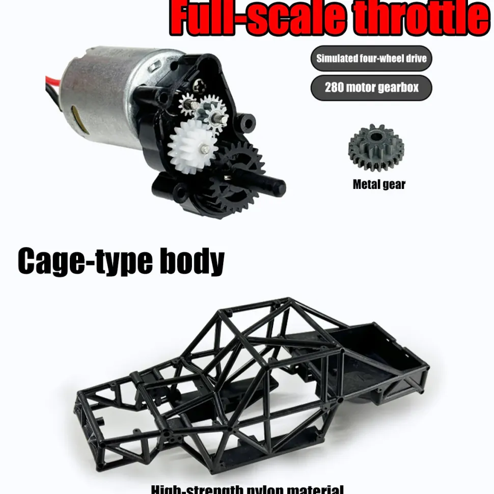 1/18 Scale 2.4G 3CH 4WD Tube Chassis Off-Road RC Car Model with Flip-up Headlights
