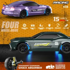 1/43 Scale 2.4G Full-Proportional Mini Electric RC Drift Racing Car Model with LED Lights