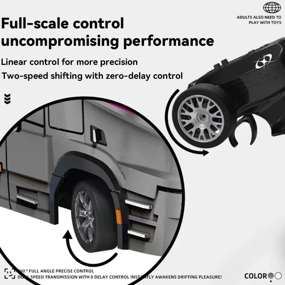 1/43 Scale 2.4G Full Proportional RC Semi-Truck with Opening Doors