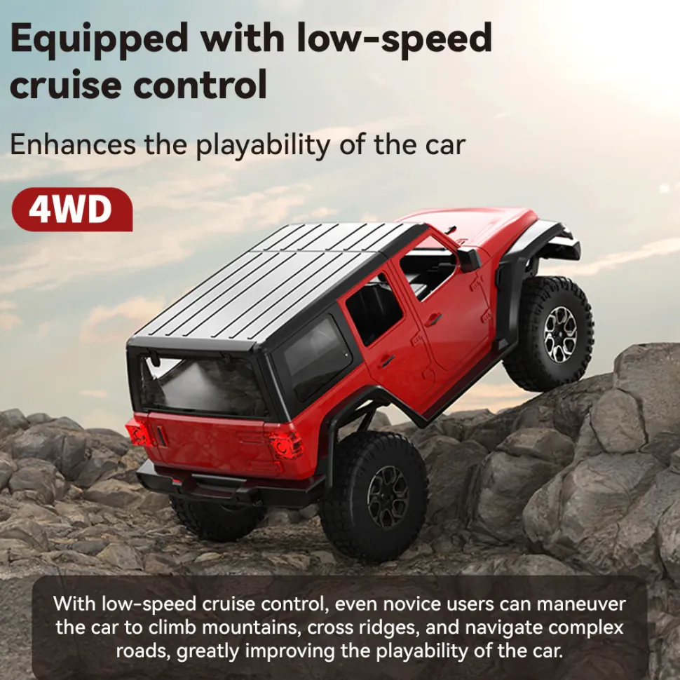 1/24 Scale 2.4G Full-Time 4WD Full-Proportional RC Off-Road Car Miniature Model Gifts