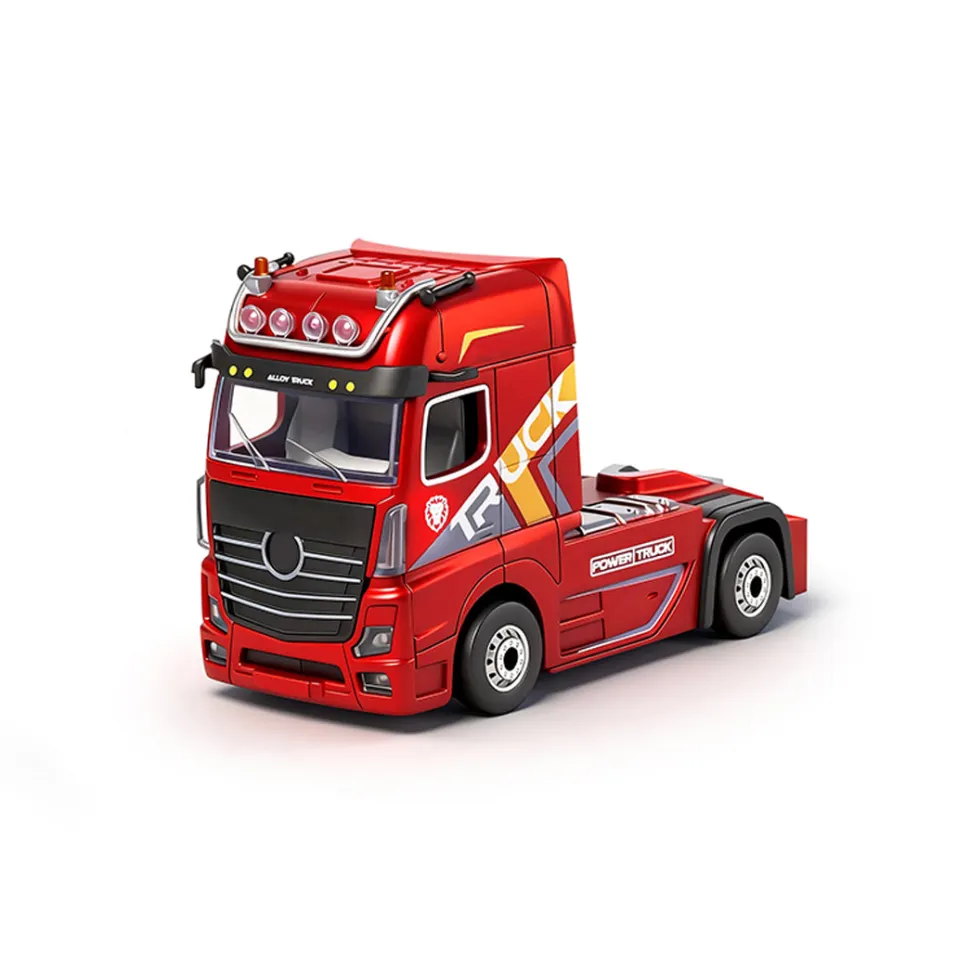 1/64 Scale 2.4GHz 4WD RC Container Truck, RTR RC Semi Truck with Proportional Steering, Independent Trailer Control, 3 Speed Gears, Cruise Function, Lifting Support Legs, Light & Sound Effects